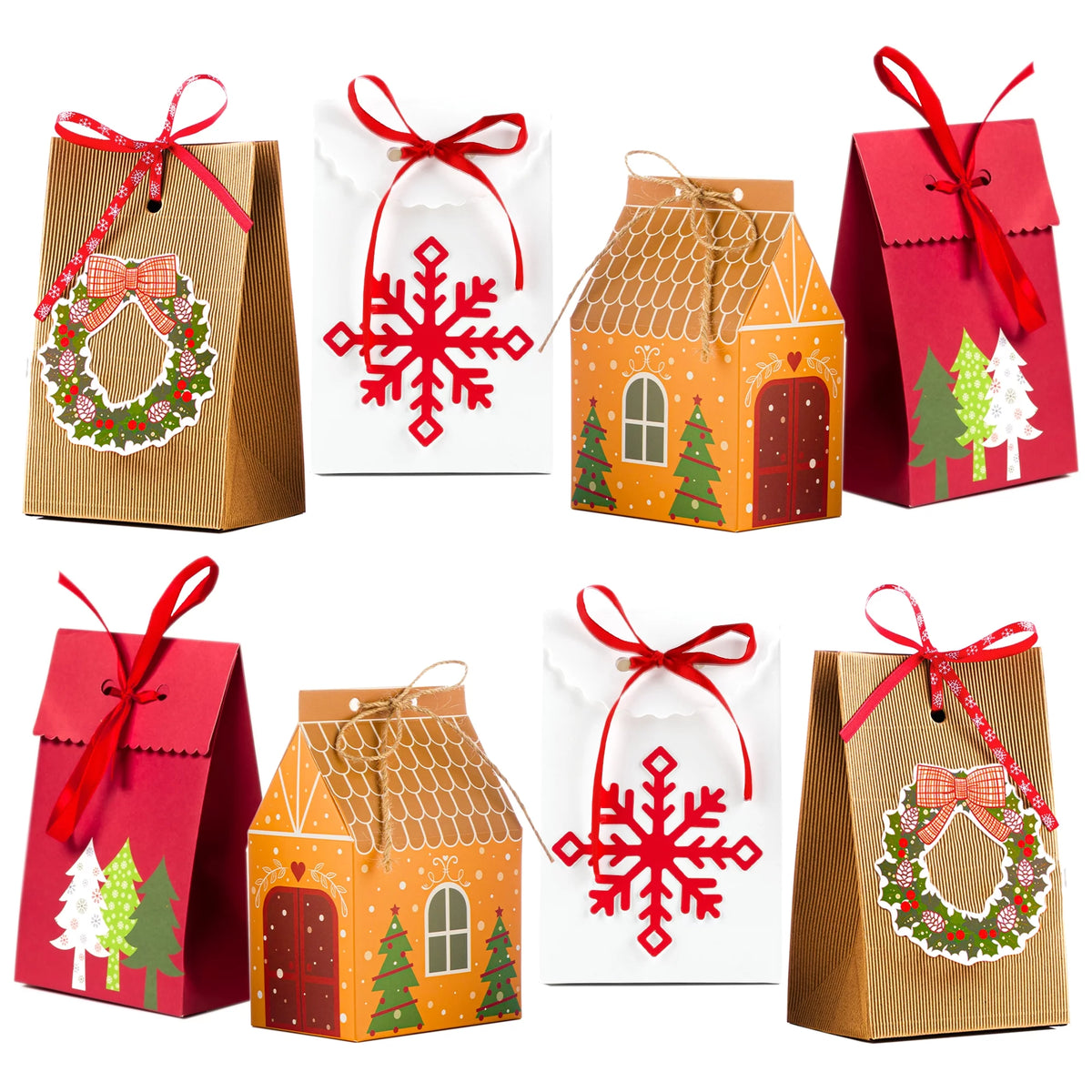 12 Pieces Reusable Craft Paper Christmas Gift Boxes P140227