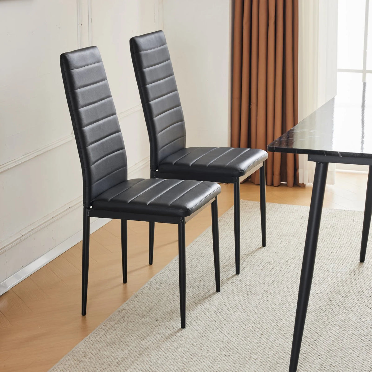 Black Faux Marble Dining Table Set for 4 V242771