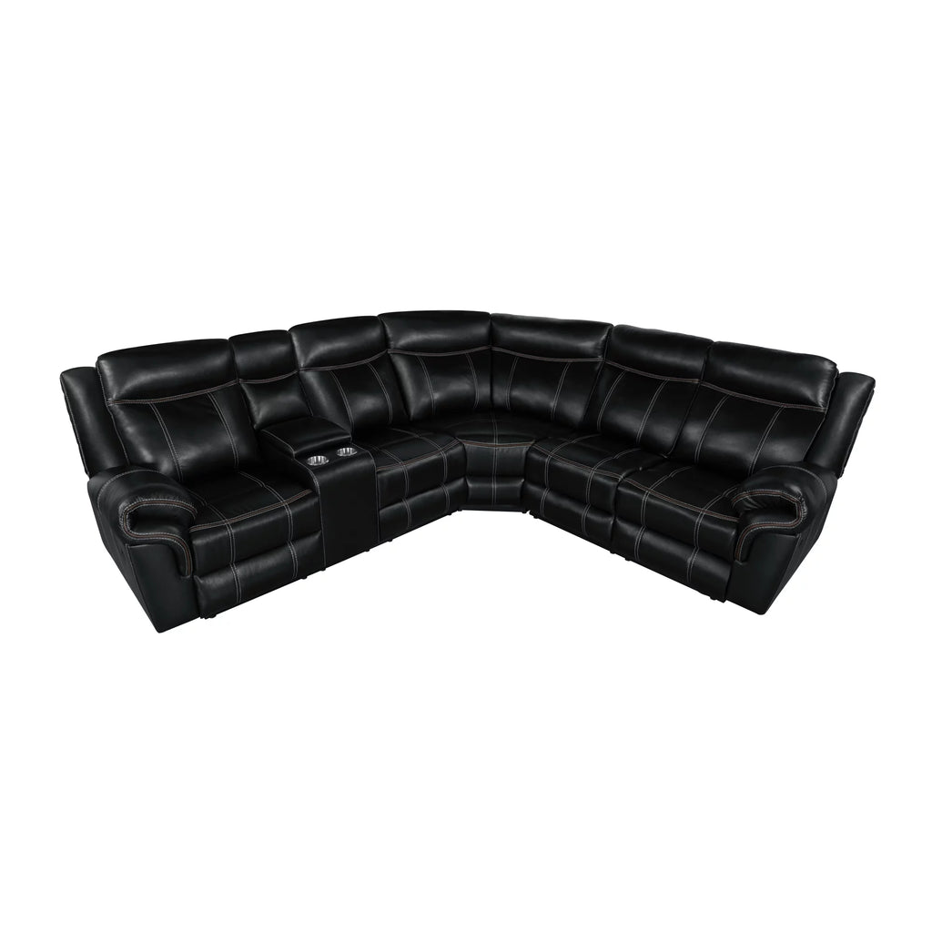 Black Manual Recliner with Cup Holder and Storage E33398