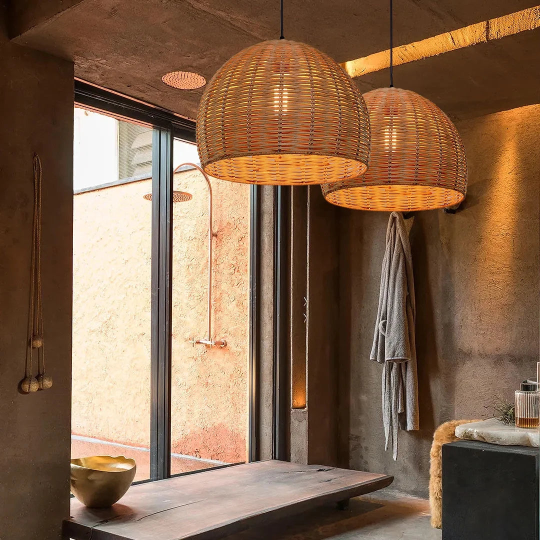 Boho Round Bamboo Pendant Light J2593