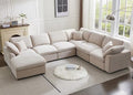Cream Modular Sectional Sofa with Ottoman 7 Seater L-Shaped B95981