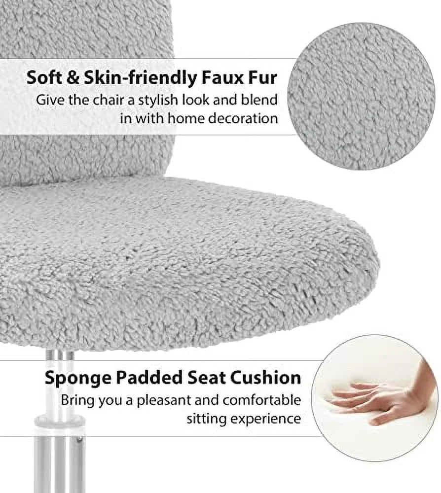 Grey Faux Armless Height Adjustable Swivel Office Chair E762335
