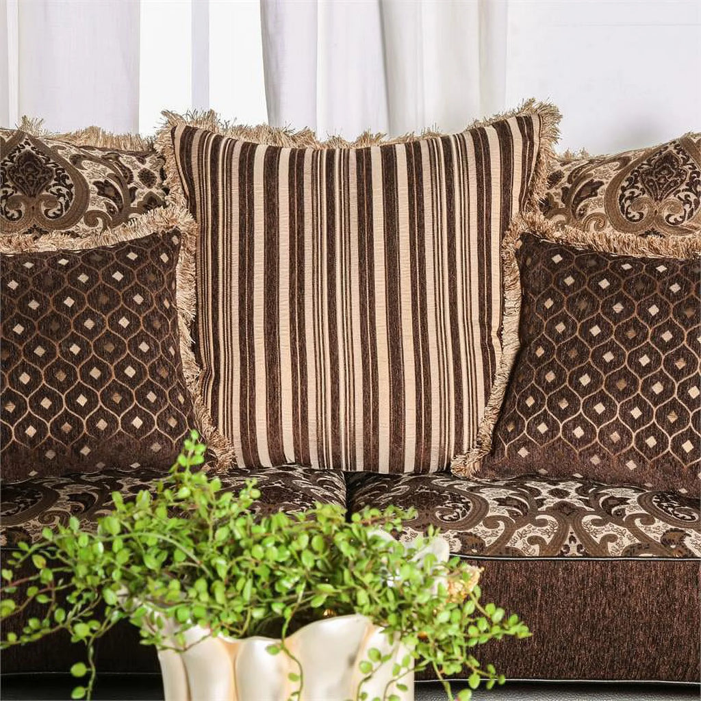 Dark Brown Faux Leather 2-Piece Sofa Set U948505