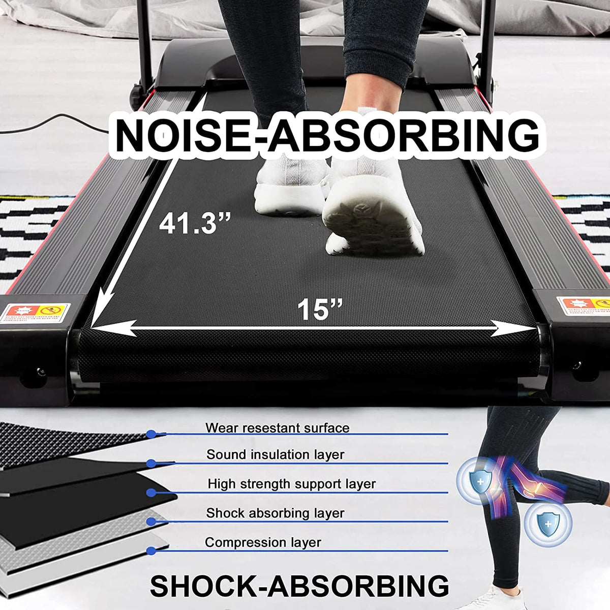Folding Portable Treadmill with Phone Holder Black E255208