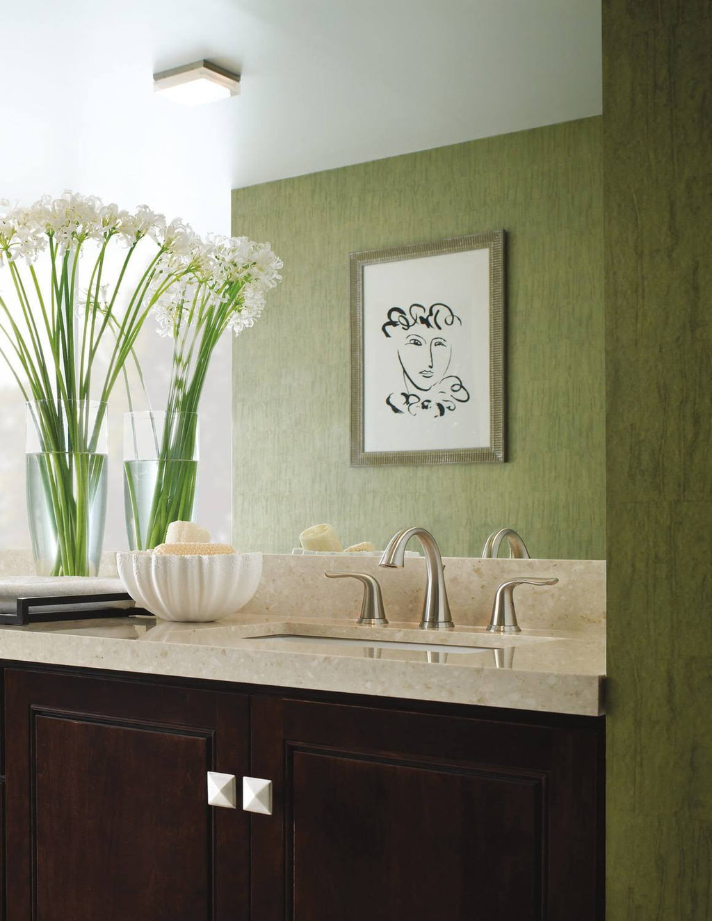Stainless Two Handle Widespread Bathroom Faucet B931