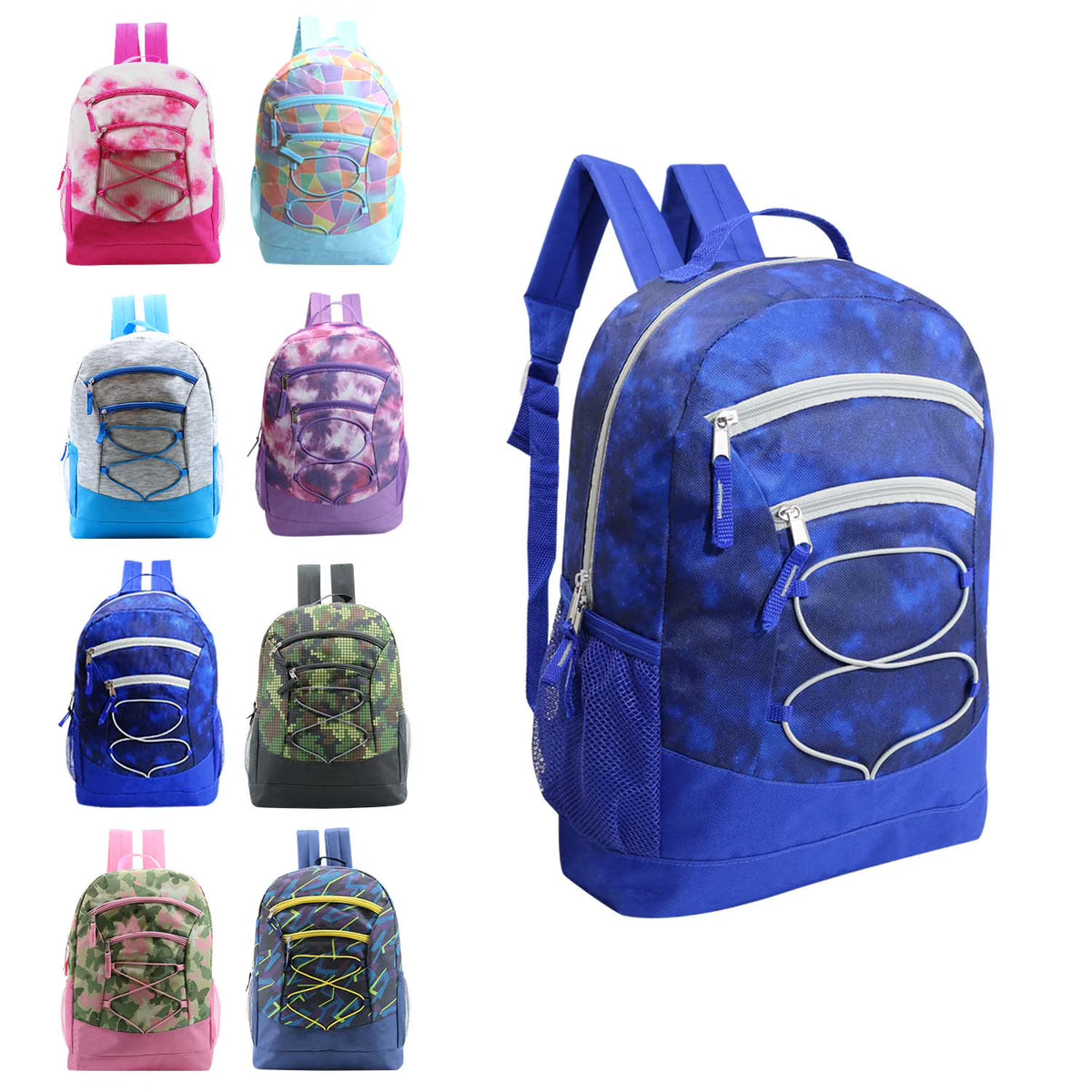 24 Pack 17 Inch Assorted Colors Bungee Backpacks T83971