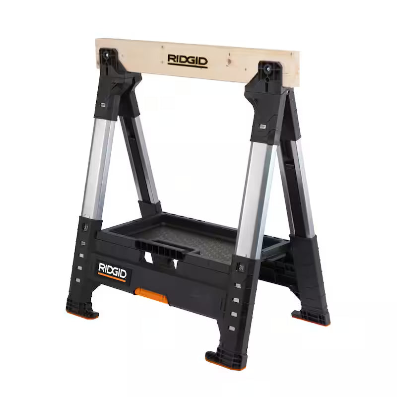 32 in. Polypropylene Folding Sawhorse with Adjustable Metal Legs Y4418