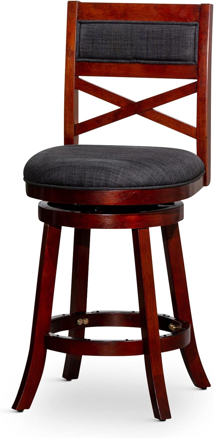 Black Leather Seat Swivel Stool, 24” Counter Height N1935
