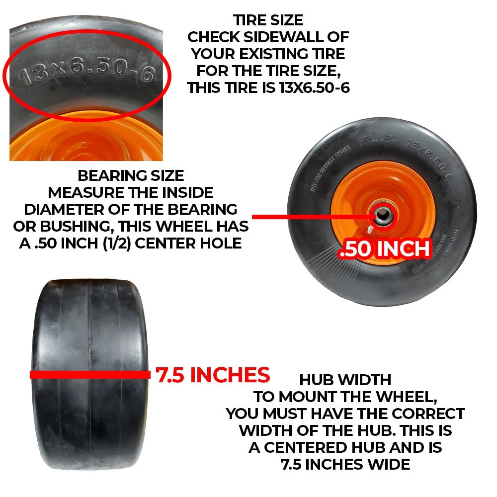 Flat Free Wheels 13 X 6.50-6 W96679