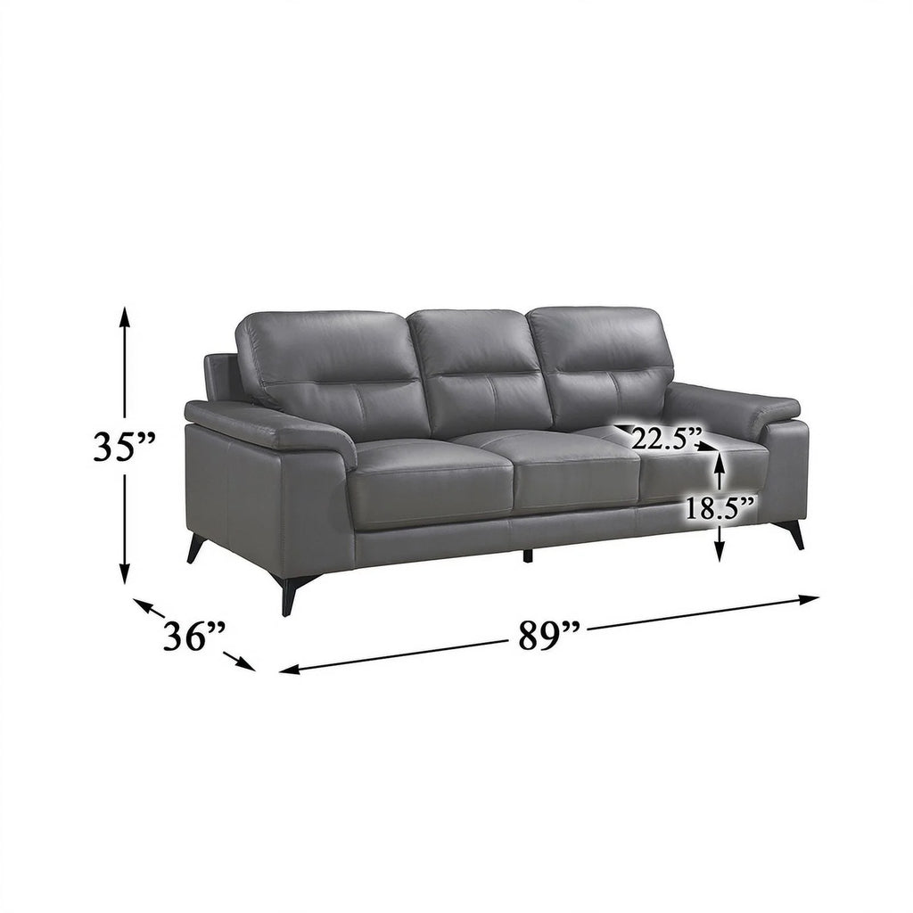 Dark Gray Leather 2-Piece Upholstered Sofa Set L245335