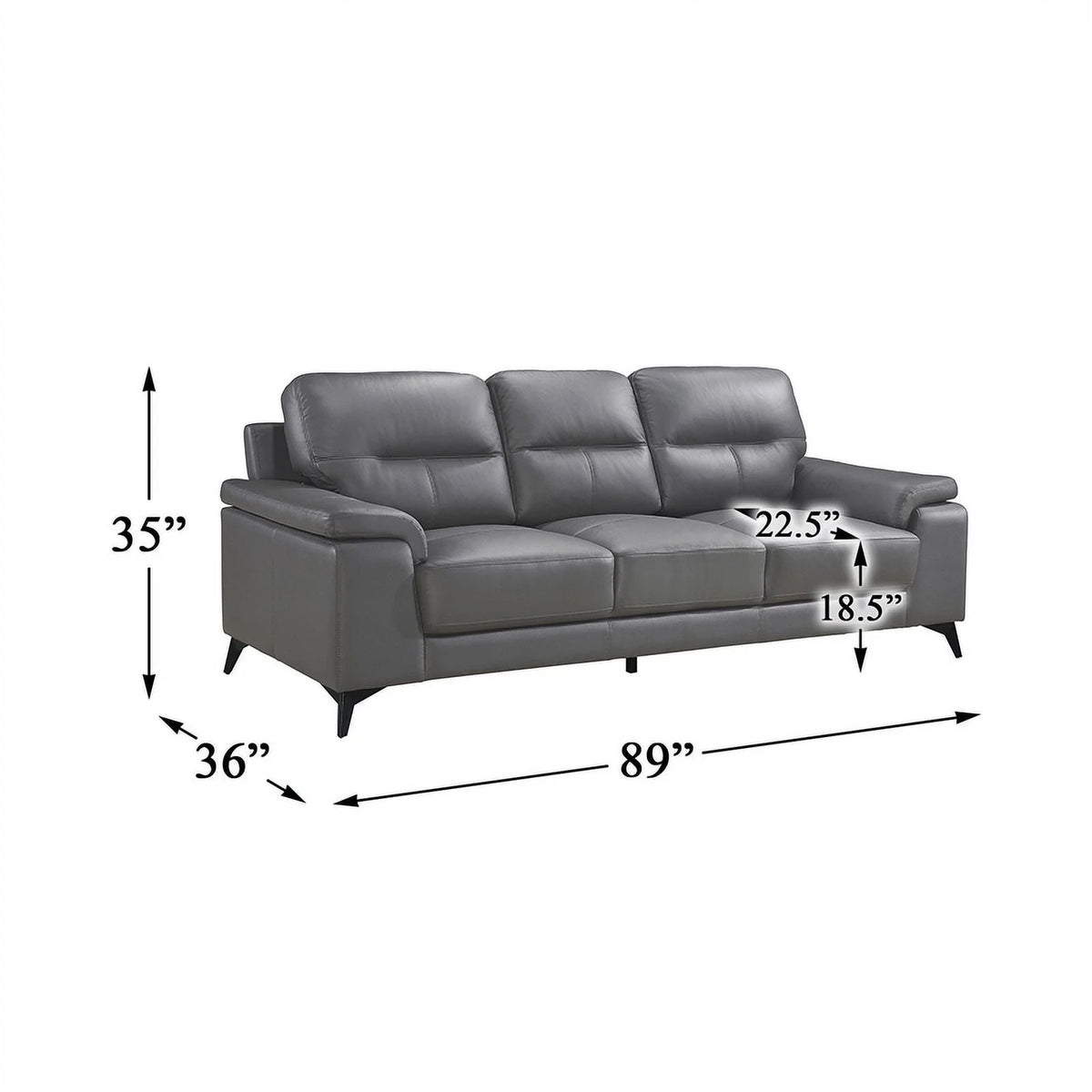 Dark Gray Leather 2-Piece Upholstered Sofa Set L245335