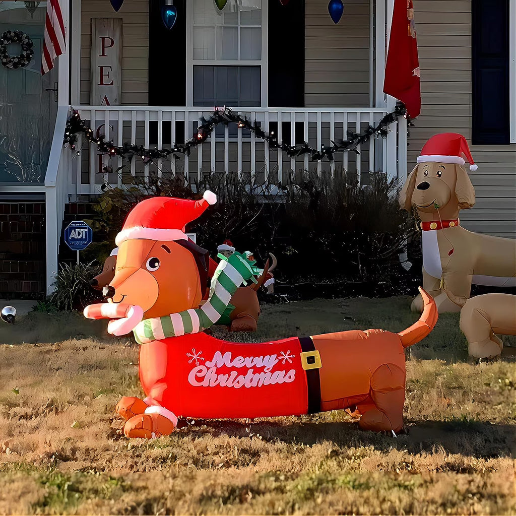 5.3 FT Christmas Inflatables Dachshund Dog with LED Lights G1370