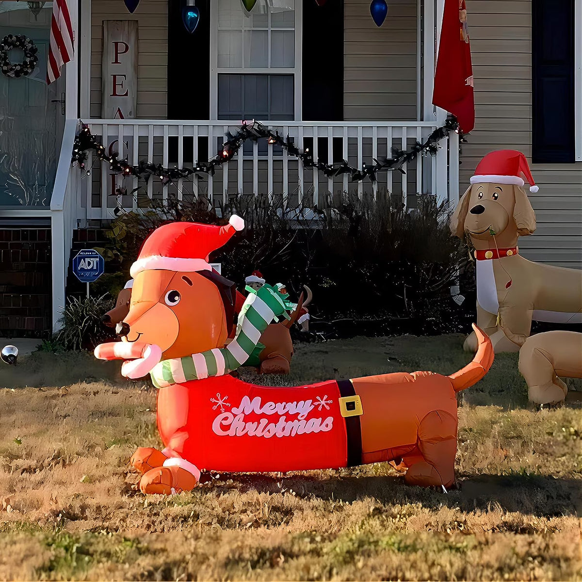 5.3 FT Christmas Inflatables Dachshund Dog with LED Lights G1370