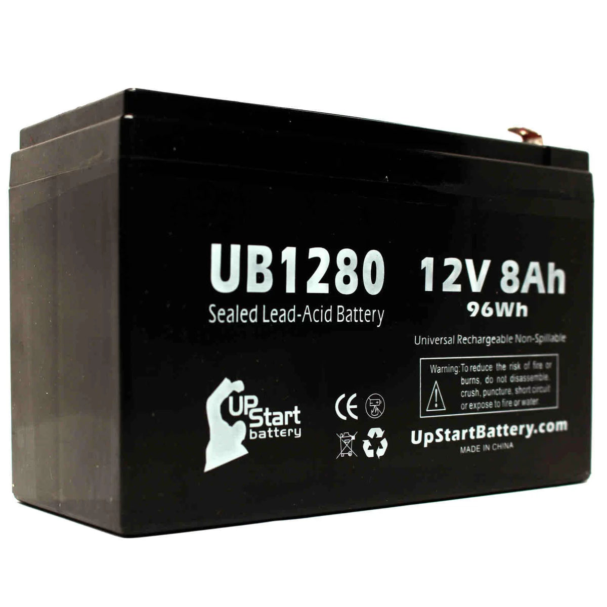 12V 8Ah Sealed Lead Acid Battery with F1 to F2 Terminal Adapters Y17644