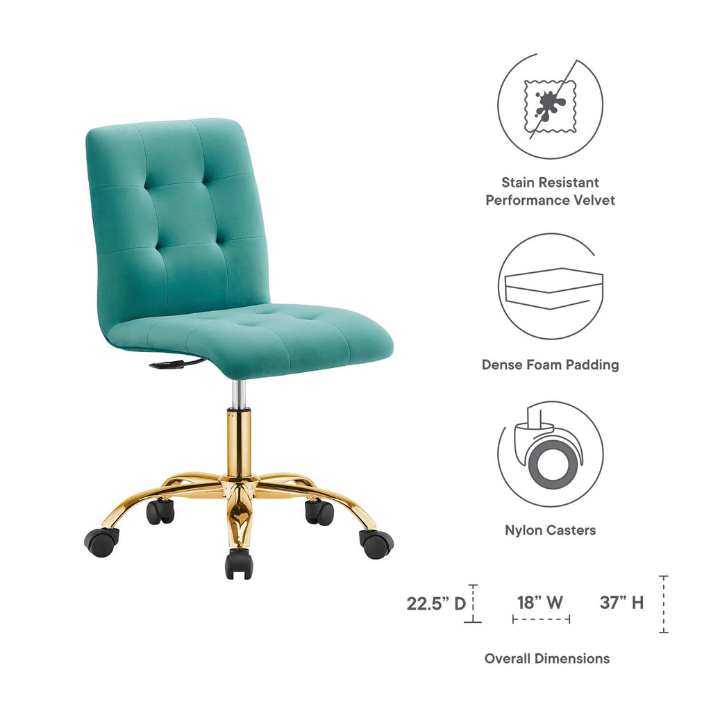 Armless Performance Velvet Office Chair T247