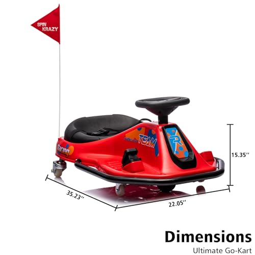 24V Electric Drifting Go Kart for Kids, 360 Degrees Rotating, Red J38297
