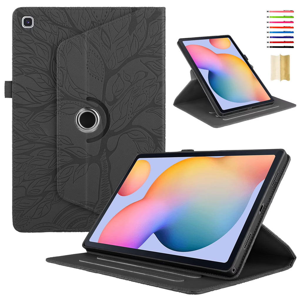 Black PU Leather Folio Flip Case with Kickstand for Samsung Galaxy Tab S6 Lite 10.4" E848253