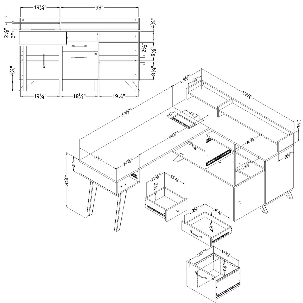 L-Shaped Desk with Power Bar L7732