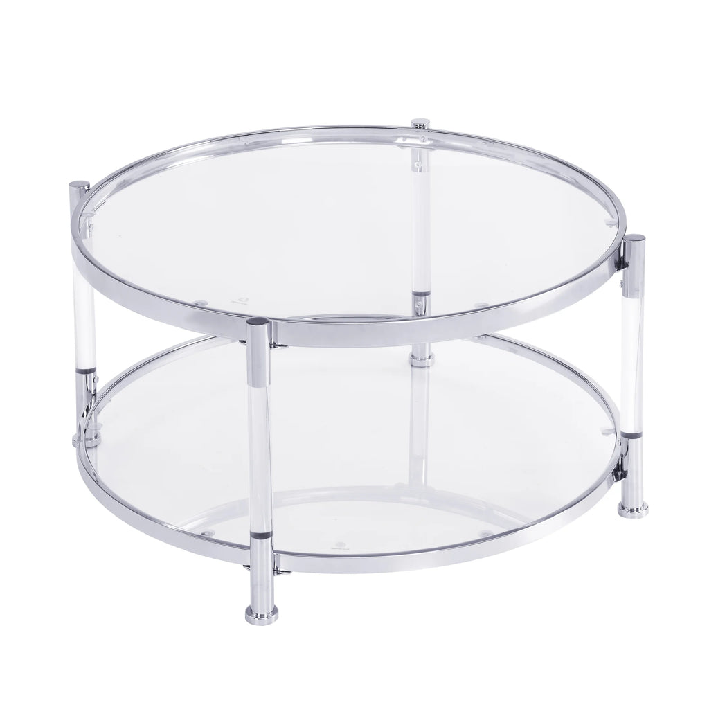 Acrylic Round Tempered Glass Coffee Table H409