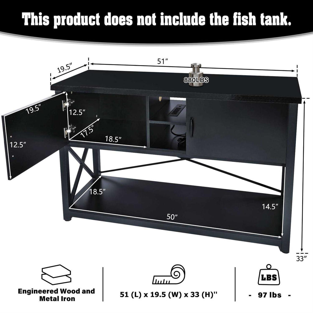 55-75 Gallon Aquarium Stand with Cabinet and Power Outlets J93641
