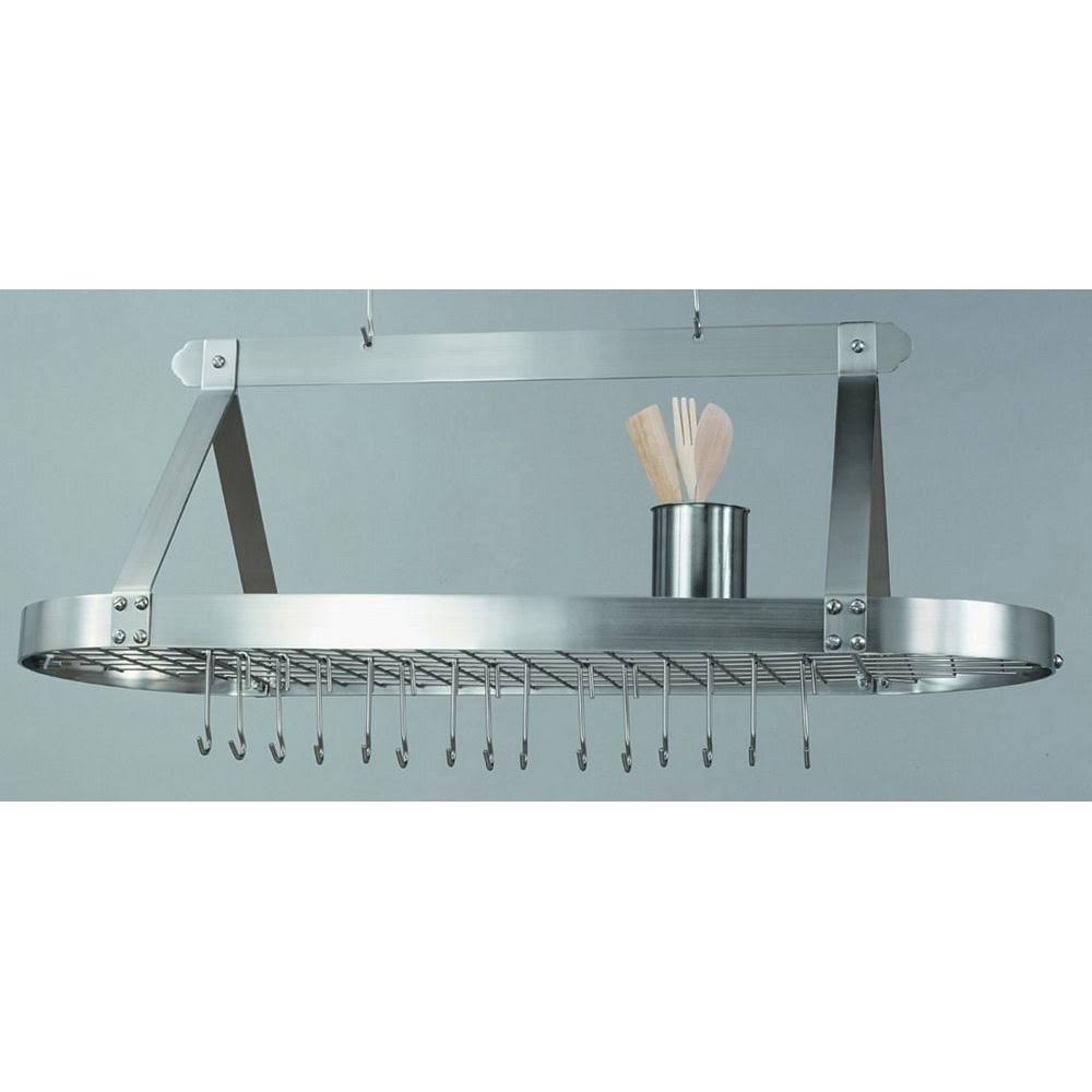 Oval Satin Nickel Pot Rack, 24 Hooks N8731