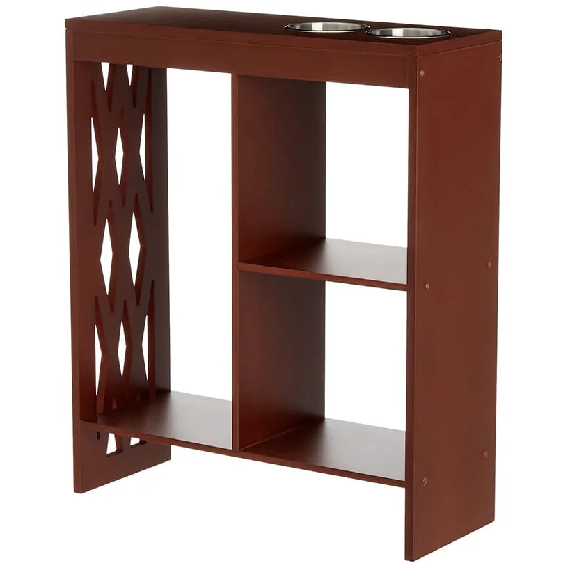 Walnut End Table with Drink Holder Q936379