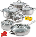 12-Piece Stainless Steel Cookware Set with Silicone Handles U9414