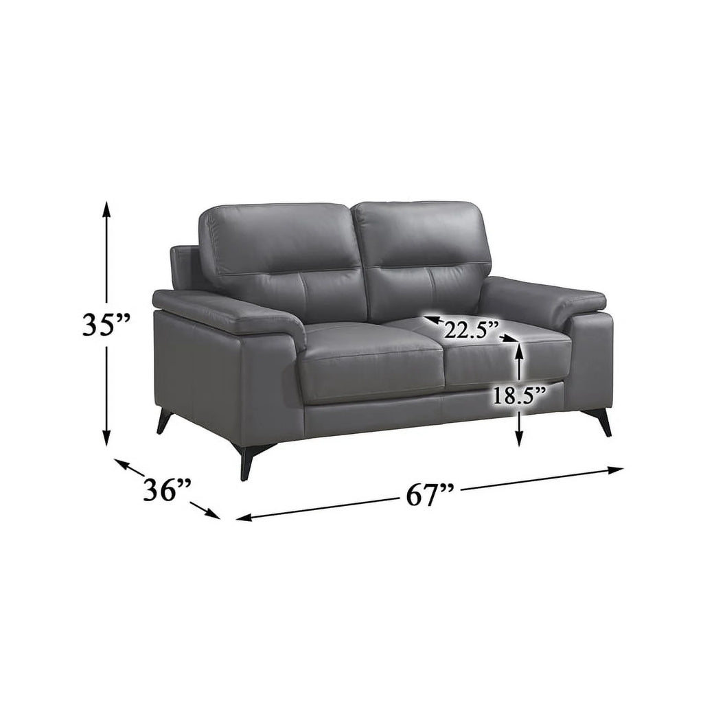 Dark Gray Leather 2-Piece Upholstered Sofa Set L245335