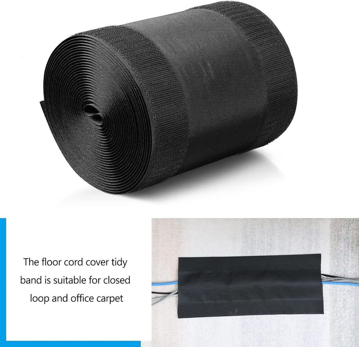4 Inch x 50 Feet Black Carpet Cable Cover K8072
