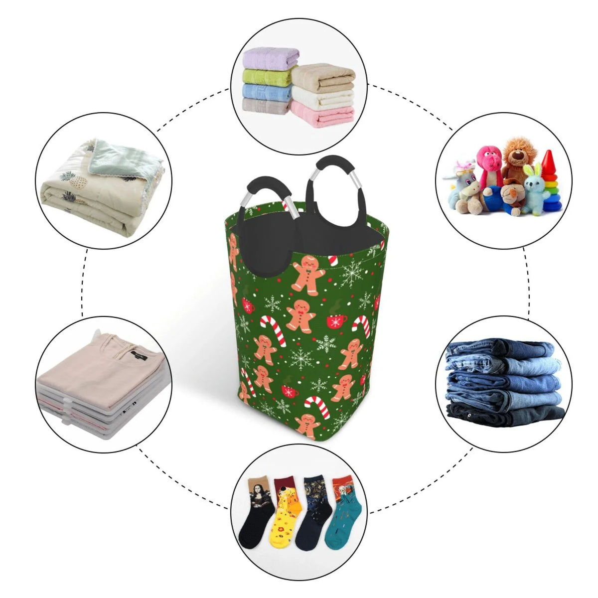 Collapsible Laundry Basket Hamper with Aluminum Handle, 50L V21322