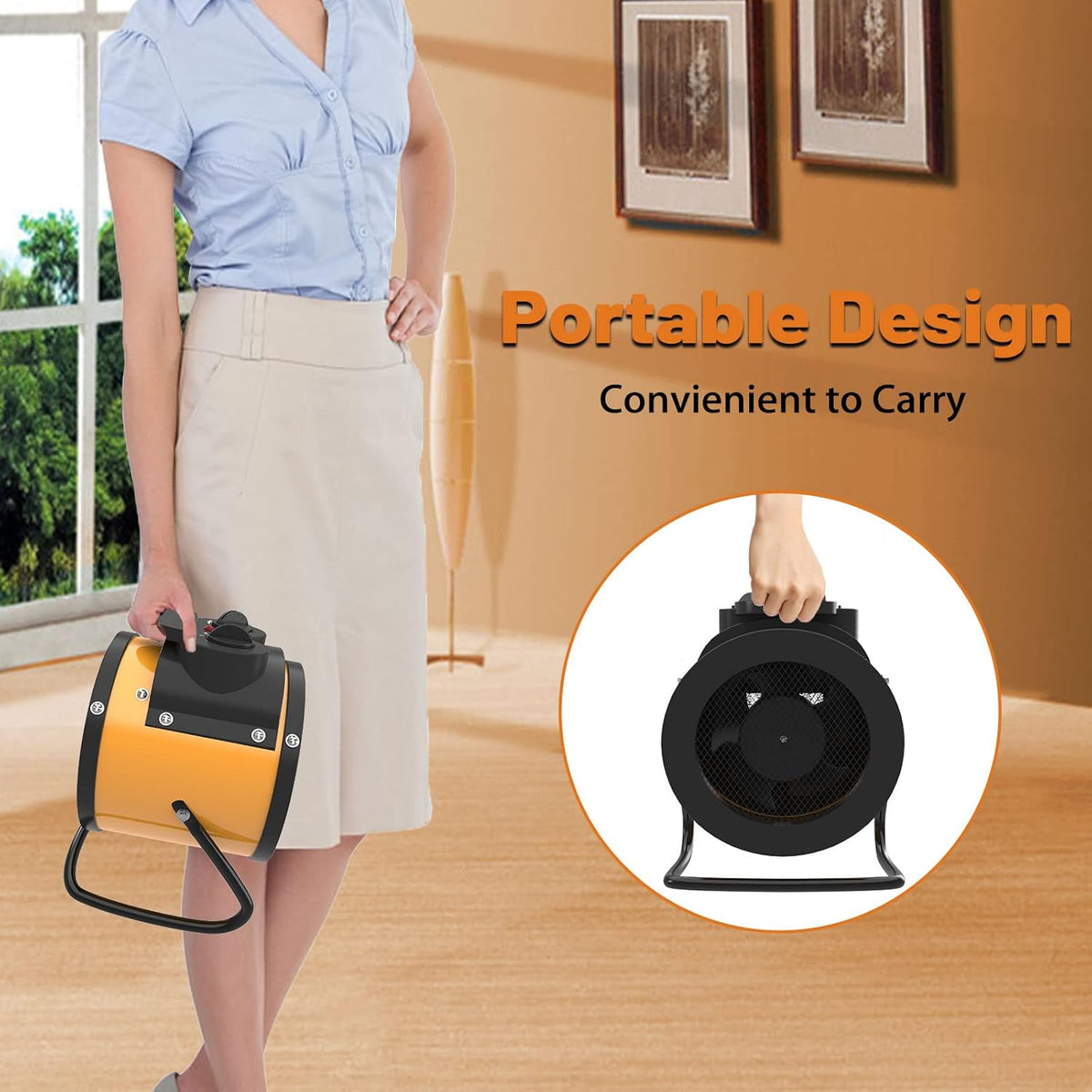 1500W Portable Electric Space Heater with Thermostat, Pack of 2 V688