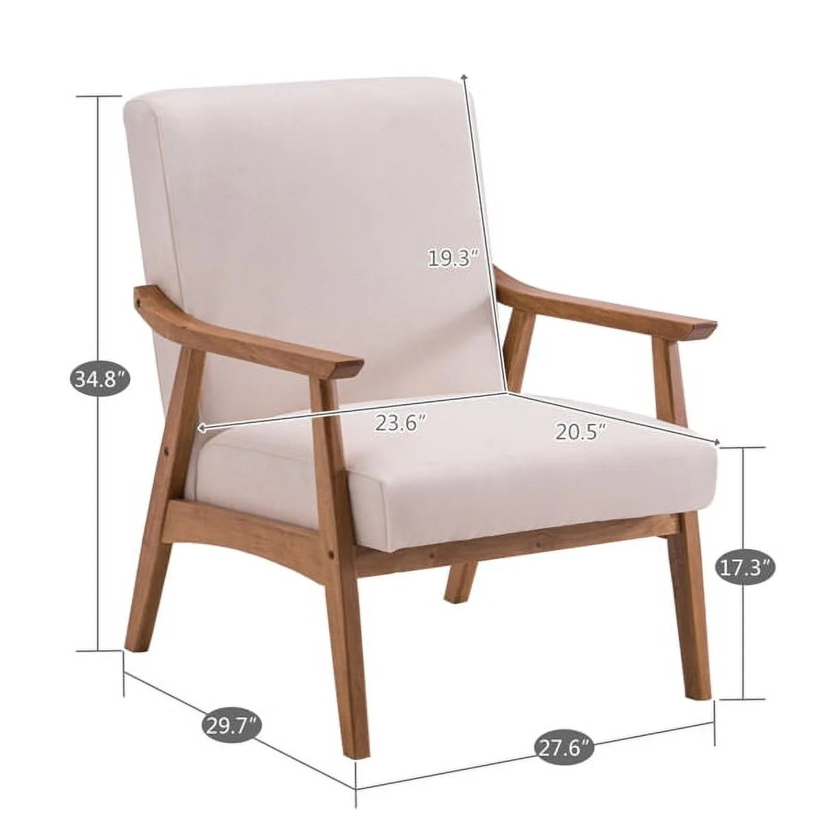 Beige Solid Wood Single Sofa Chair V667