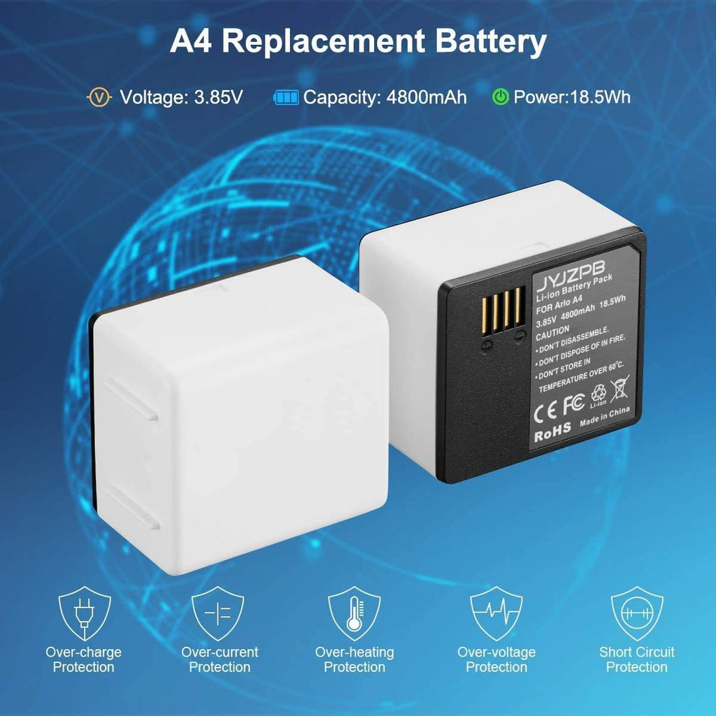 2 Pack 3.85V 4800mAh Replacement Batteries with Dual Battery Charger Q57904