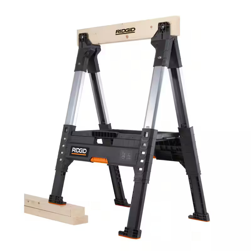 32 in. Polypropylene Folding Sawhorse with Adjustable Metal Legs Y4418