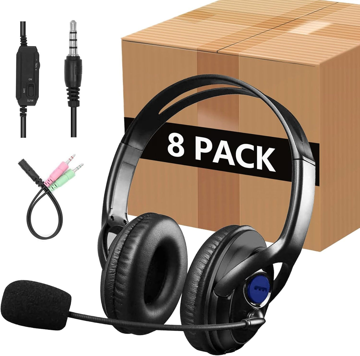 3.5mm Over-The-Head Headset with Microphone, Pack of 2 N2949