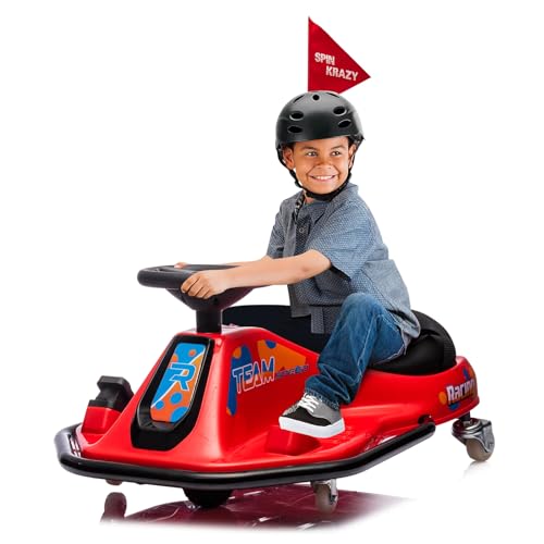24V Electric Drifting Go Kart for Kids, 360 Degrees Rotating, Red J38297