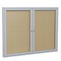 2 Door Enclosed Vinyl Bulletin Board Satin Frame Caramel N9856