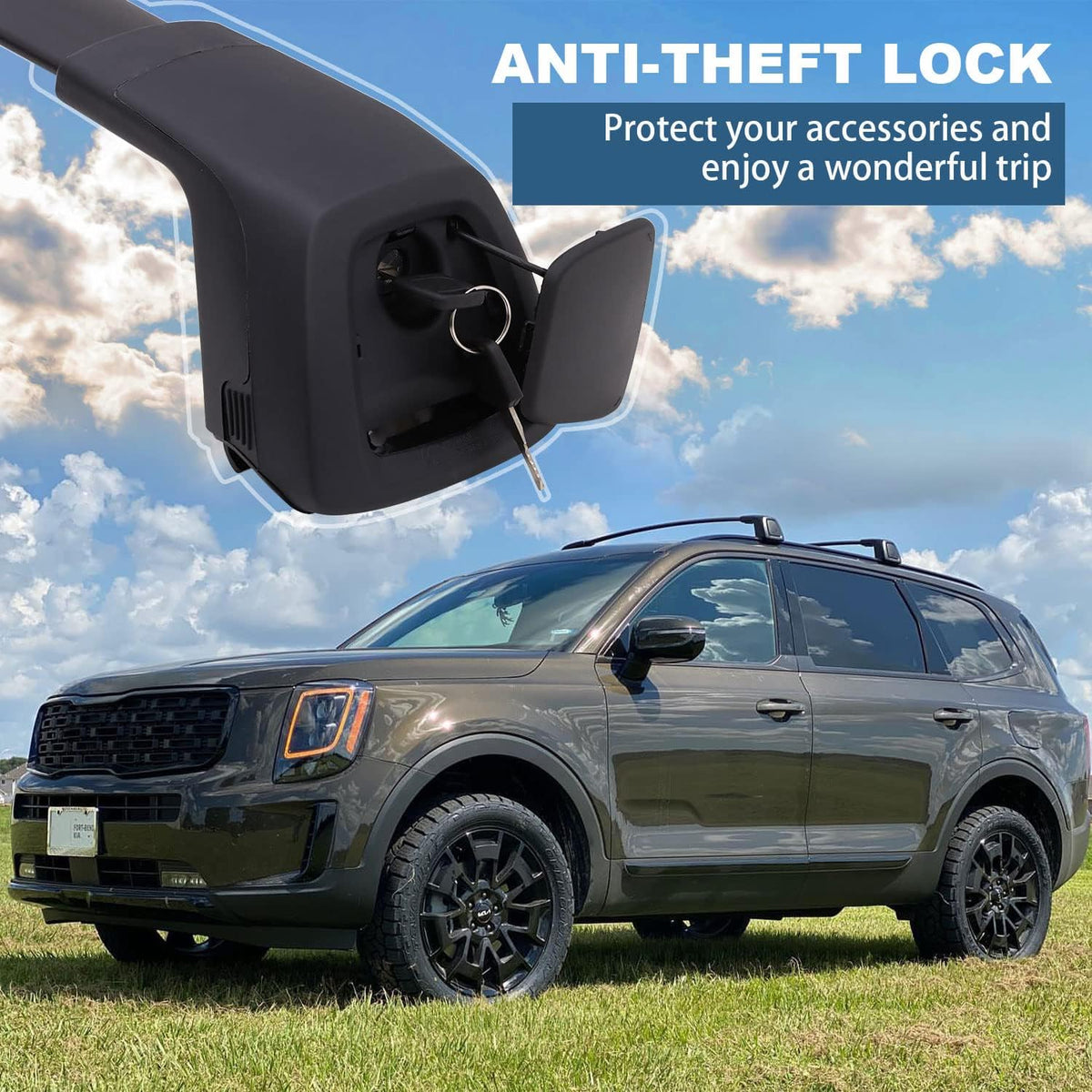 Black Roof Rack Cross Bars for Kia Telluride 2019-2022 E4451