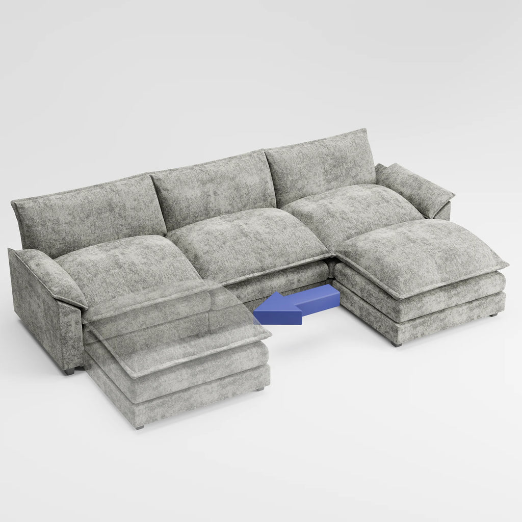 Gray L-shaped Sectional Sofa with Reversible Chair B655