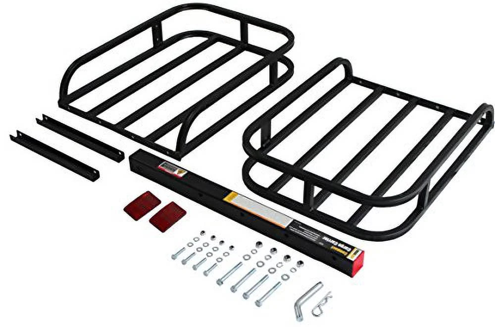 53" x 19-1/2" Steel Hitch Cargo Carrier with High Side Rails, 2" Receiver, 500-lb Load Capacity, Black S607680