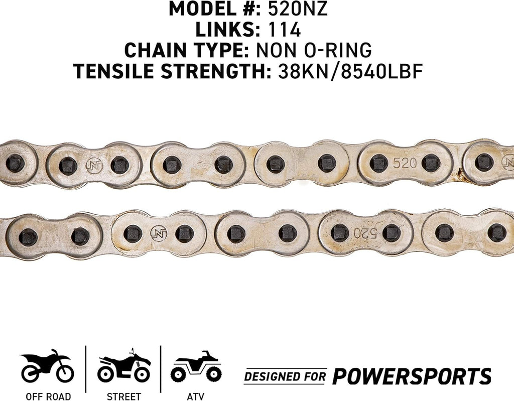 Drive Sprocket Chain Combo Front 13 Rear 51 Tooth 520NZ Standard 114 Links E37694