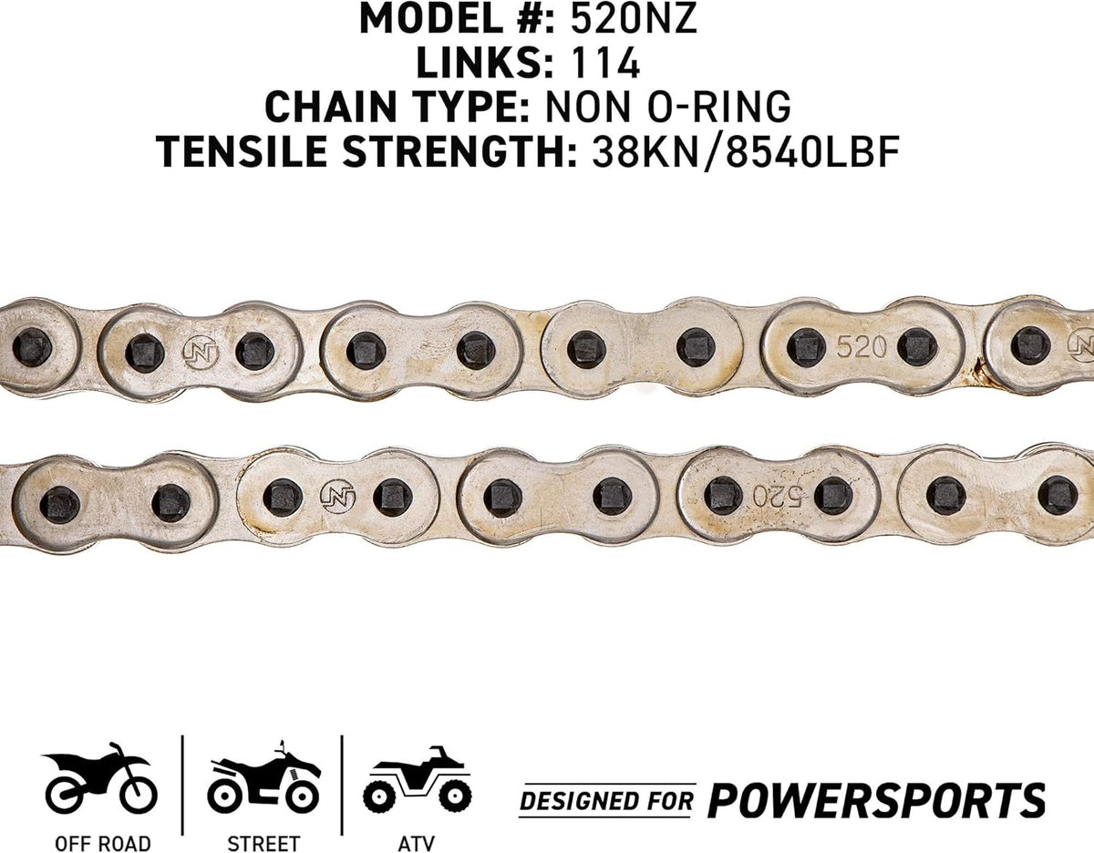 Drive Sprocket Chain Combo Front 13 Rear 51 Tooth 520NZ Standard 114 Links E37694