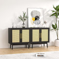 Black Rattan Storage Cabinet Set of 2 U791192