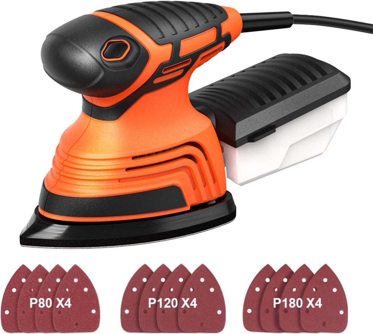 Random Orbit Sander, 260W Palm Sander with 20pcs Sanding Paper, 5 Inches, 14000 RPM, Pack of 2 F952059