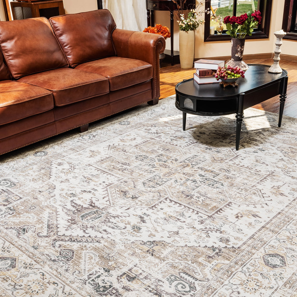 9'x12' Washable Vintage Medallion Area Rug E966645