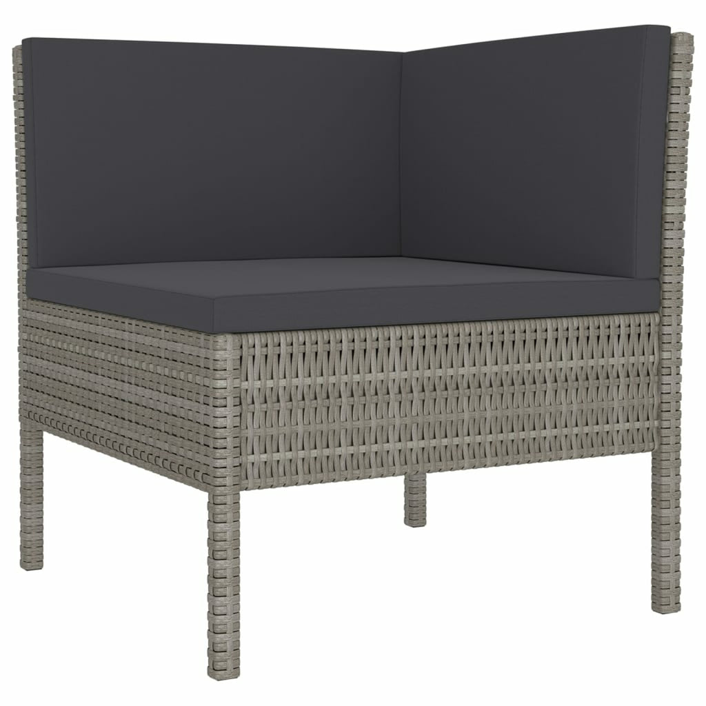 6 Piece Gray Poly Rattan Outdoor Sectional Sofa Set with Coffee Table C6280