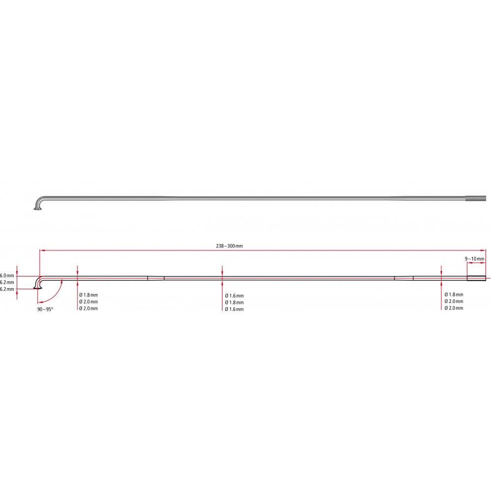 Black J-Bend Spoke 280mm Box of 100 B1192