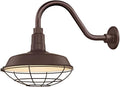 Bronze Gooseneck Outdoor Barn Light with 12 Caged Shade W8997