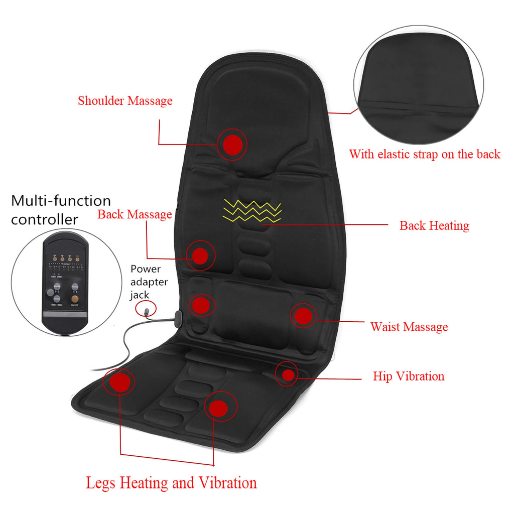 8 Vibrating Heated Massage Seat Cushion T205