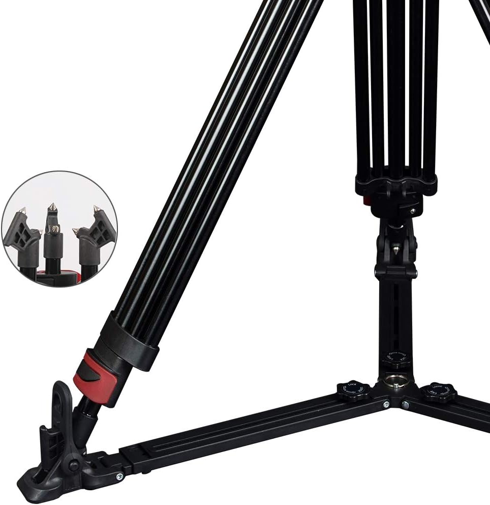 Heavy Duty Aluminum Fluid Head Video Tripod with Ground Spreader E3036